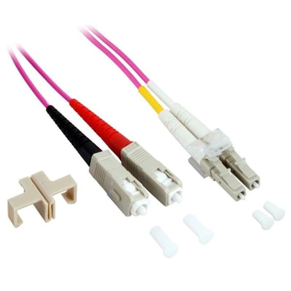 Multimode duplex fiberoptisk kabel, OM4, pink, LC/SC, ILWL D5-SCLC-010/OM4 /1m/