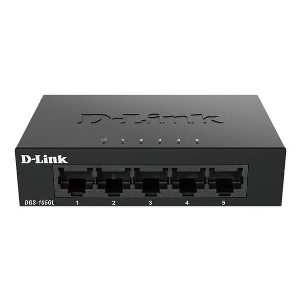 Skrivbords-switch D-Link DGS-105GL 5xGB Plug&Play Svart
