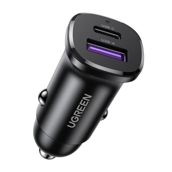 Ugreen EC305 25845 autolaturi USB-C USB-A 30W - Musta