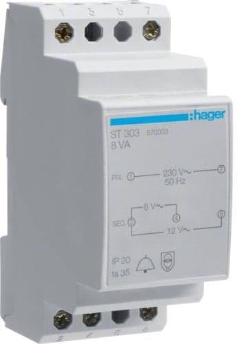 Ringklockstransformator 230/8-12VAC 8VA ST303