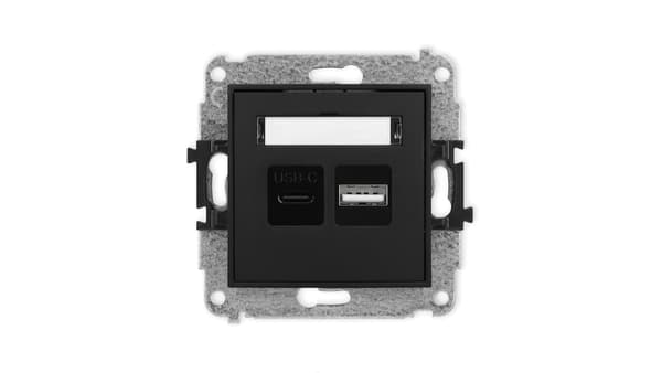 ICON Dubbel USB-laddarmekanism USB C + USB A, 20W max. svart matt 12ICUSB-8