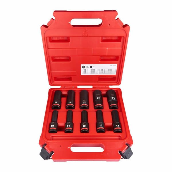 Pitkä iskuväänninsarja 1/2\" 10-24mm Shockwave Impact Duty 10kpl MILWAUKEE
