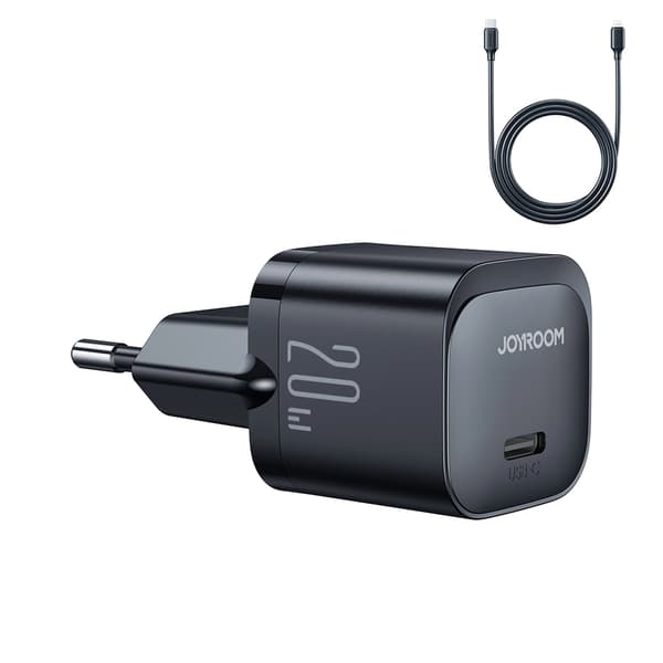 USB C 20W PD Mini-oplader med USB-C-kabel – Lightning Joyroom JR-TCF02 – Sort