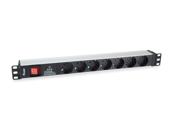 Equip 333309 strømforsyningsenhed (PDU) 7 AC stikkontakt(er) 1U Sort, Sølv