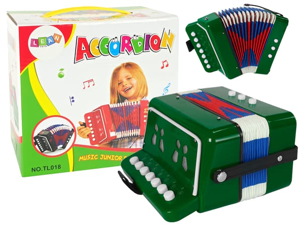 Dragspel för en ung musiker grön