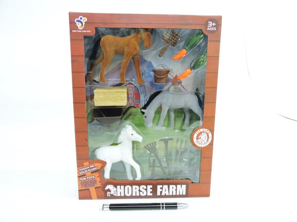 Flockad hästfigur 10cm med tillbehör Hipo (HFK05)