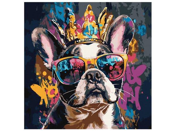 Maling efter tal 40 x 40 cm KHO6706 Lys bulldog AP0097