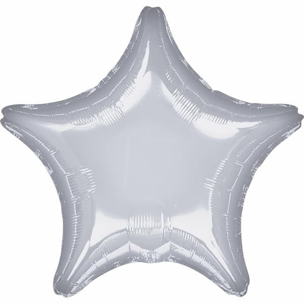 Metallisk Sølv Stjerne Folieballon 48cm Bulk 9914088-92