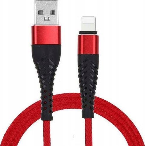 Vega REDX USB-kabel IPHONE RÖD 2M SNABBLADDNING FASTON QUICK CHARGE FÖRSTÄRKT