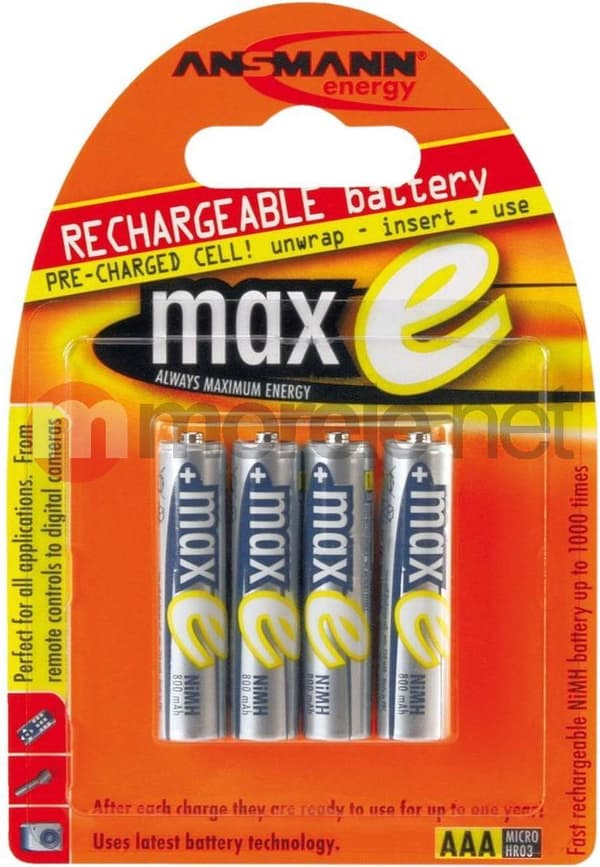 1x4 Ansmann maxE NiMH laddningsbart batteri Micro AAA 800 mAh 5035042