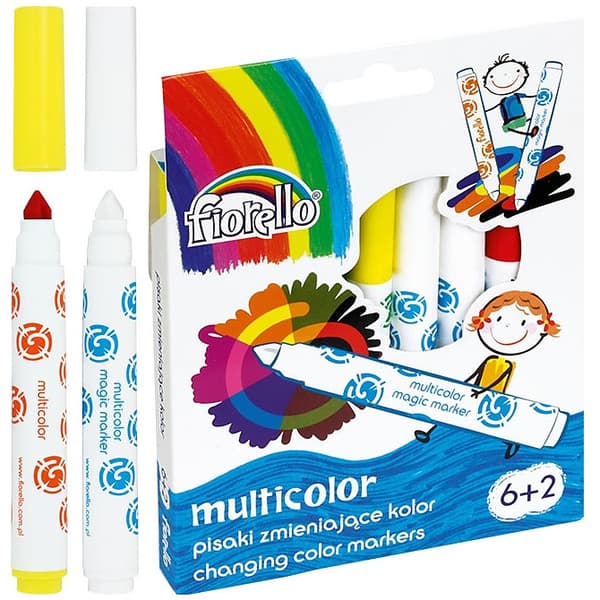 Flerfarvede kuglepenne 6+2 farver FIORELLO