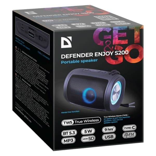 Högtalare Defender Enjoy S200 Bluetooth 5W BT/FM/TF/USB/AUX/TWS/LED