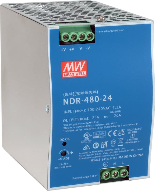 LevelOne POW-2462 enhed til strømforsyning 480 W Blå, Sølv