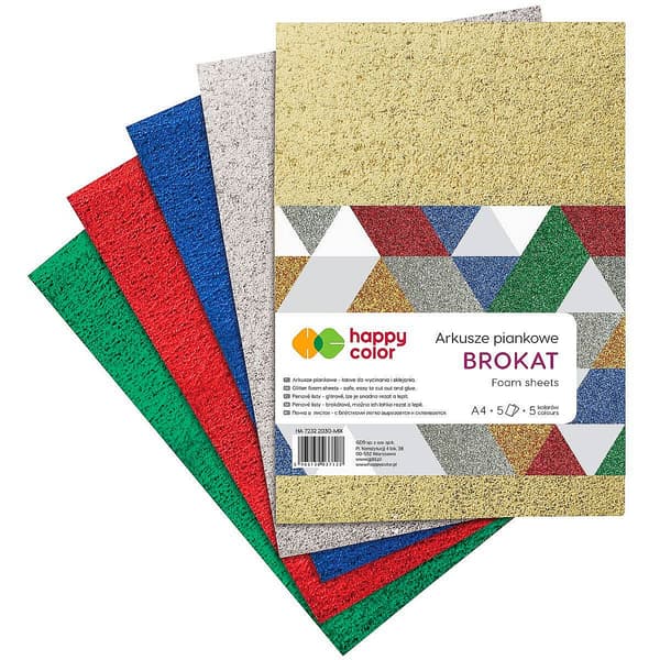 Skumplastark A4 5 färger Glitter HAPPY COLOR