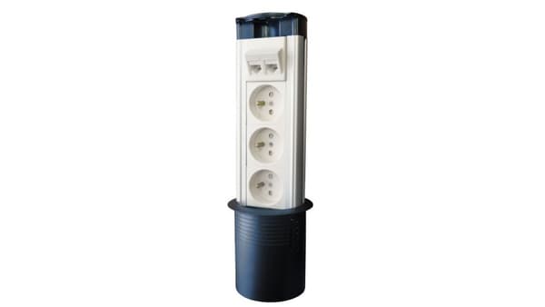 Alantec L- DESK Strømsøjle 3 stikkontakter + 2 computerstik ALANTEC - ALANTEC