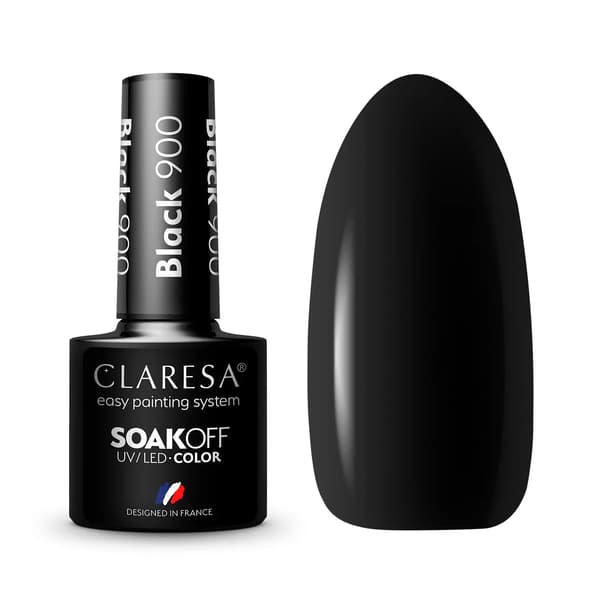 Claresa Soak Off UV/LED-värigeelilakka 900 Musta 5ml