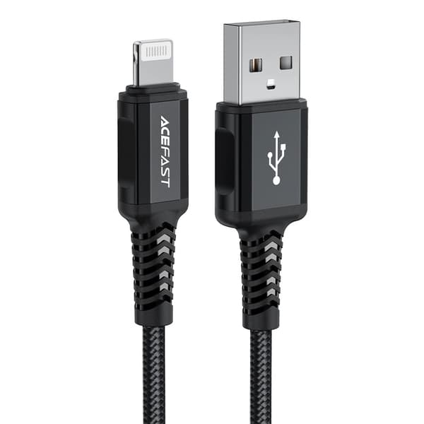 ACEFAST USB A - Lightning 8-pin MFi 2,4A C4-02 -kaapeli, 1,8 m, musta