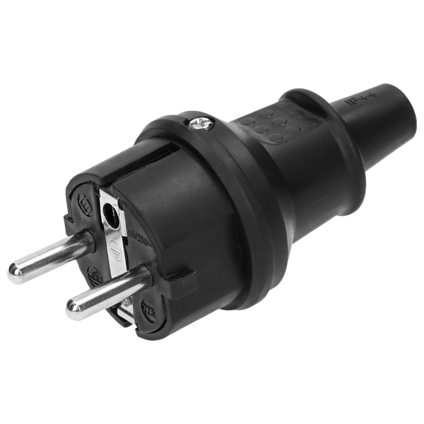 Uni-Schuko ministik, IP44, sort, 16A, 230V