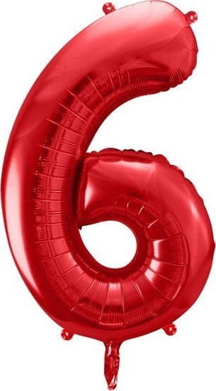 Folieballon tal “6”, 86cm, rød