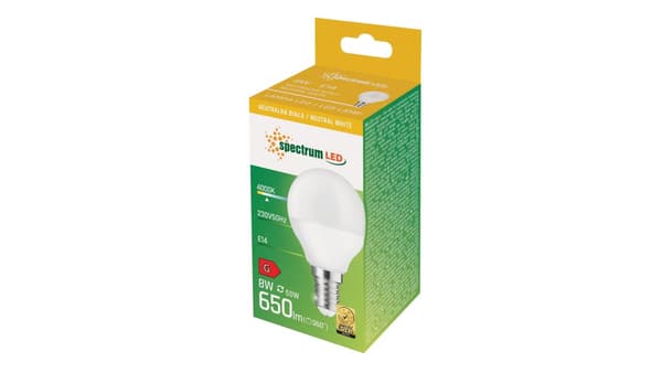LED-kula E14 230V 8W NW Spectrum