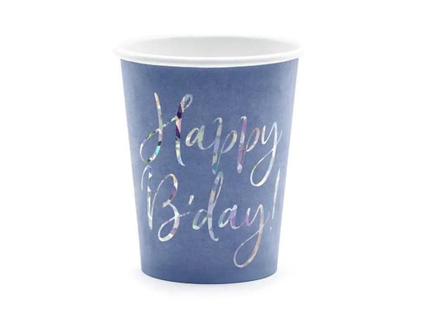 Happy B'day kopper! , marineblå, 220ml (1 pk./6 stk.)