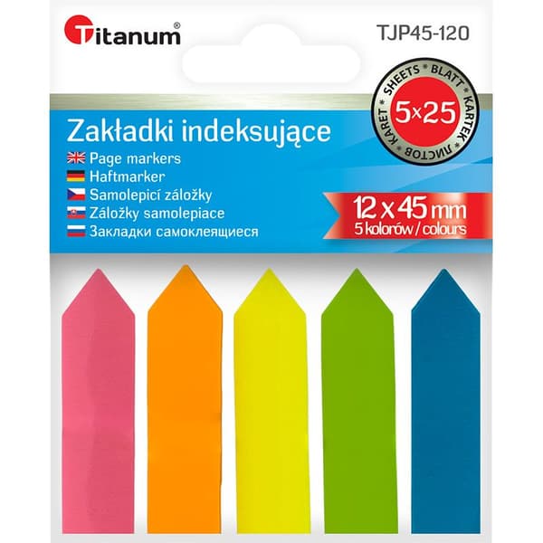 Fluo indeksfaner 12x45mm 5x25 ark