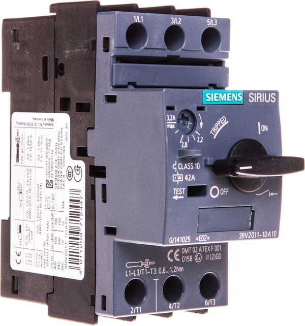 Motorafbryder 3P 1,1kW 2.2-3,2A S00 3RV2011-1DA10