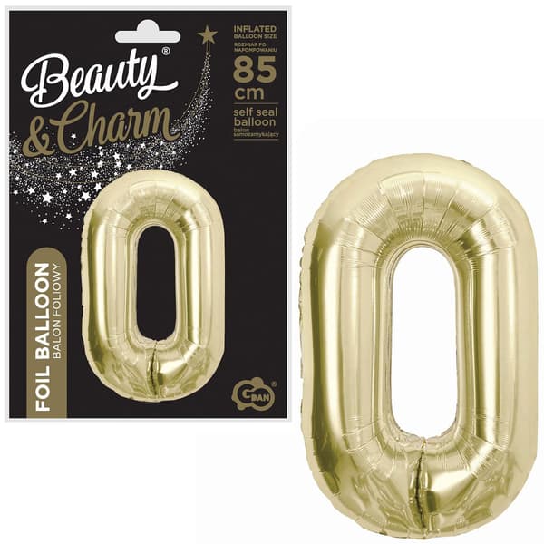 Folieballong B&C nummer 0 champagne 85 cm AA