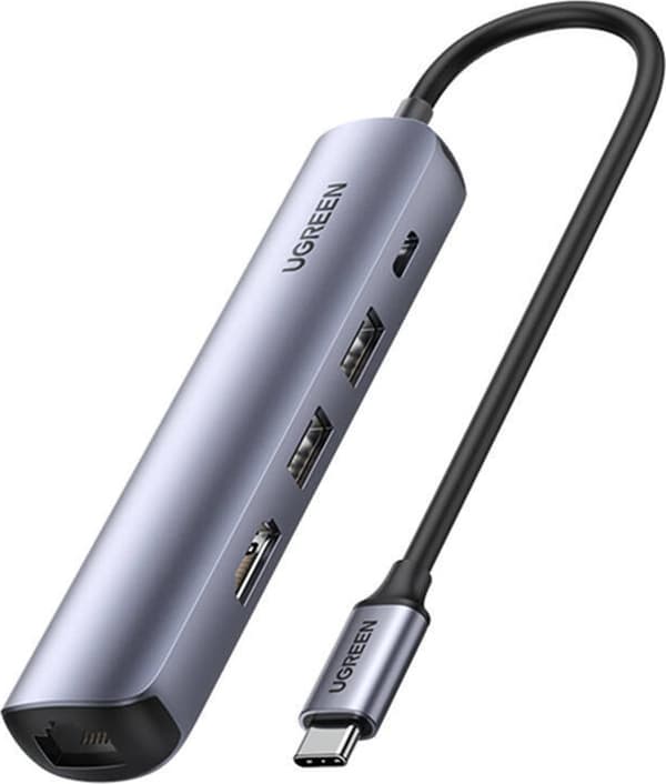 UGREEN Revodok CM418 hub USB-C / 2xUSB-A, HDMI 4K30Hz, RJ45 1Gbps, PD 100W grå