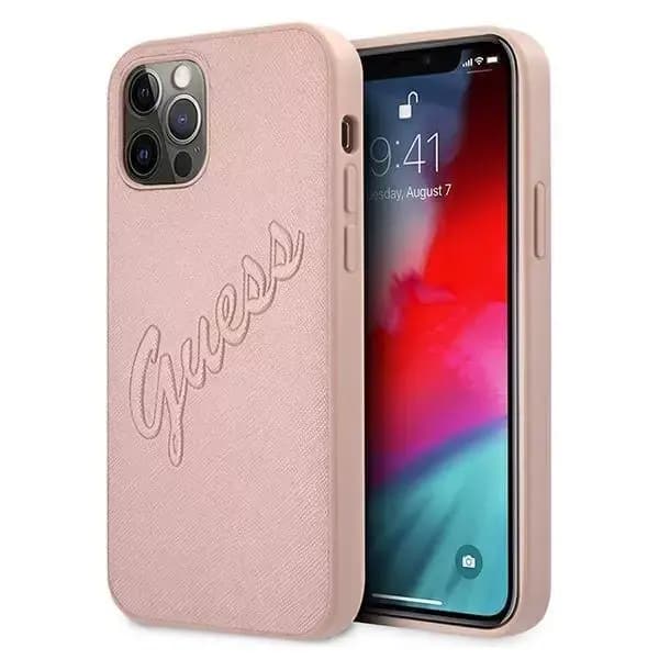 Guess GUHCP12LRSAVSRG iPhone 12 Pro Max 6,7\" pinkki/pinkki Hardcase Saffiano Vintage Script