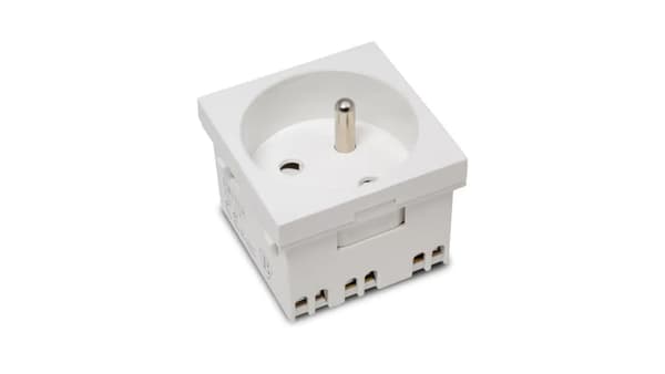 230V modulstik med jord 1x std 45x45, hvid E/GM