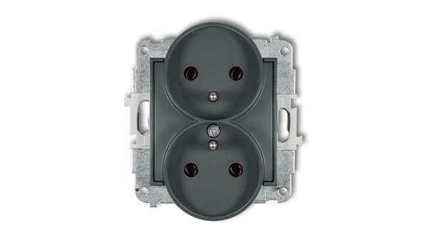 Karlik MINI Dobbeltstikkontakt med/u grafit mat 28mgPR-2z