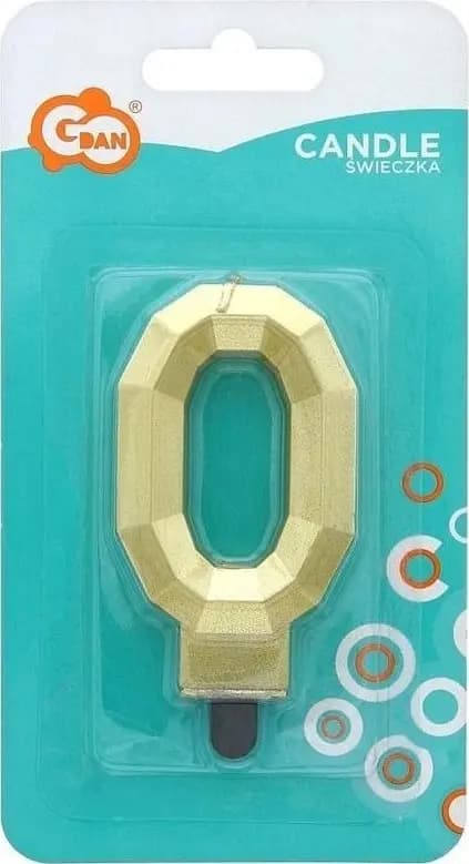 Tårtnummer 0 Diamant metallicguld 7,6cm Godan