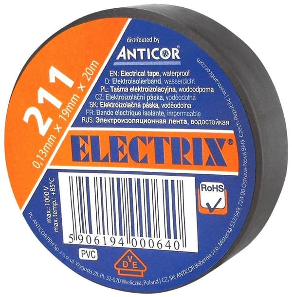 Anticor Sähköeristysteippi PVC ruskea 19mm 20m