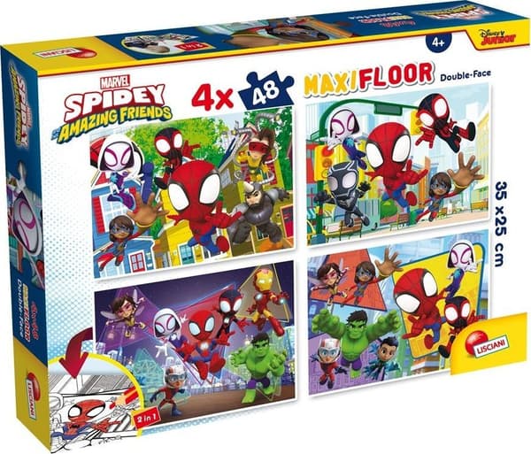 Dobbeltsidede gulvpuslespil Maxi Floor 4x48el Marvel Spidey 100378 LISCIANI