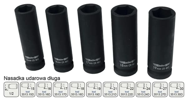 ADLER SLAGNØGLETOP LANG 1/2\" 27mm
