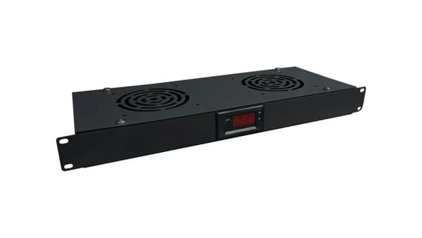 Alantec 19\" 1U ventilationspanel med termostat (SA-F-1U-2-T-C)