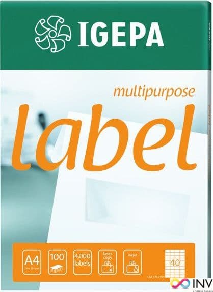 Mondi LABELS A4 IGEPA 70,0 X 36,0 MM VALKOINEN (100)