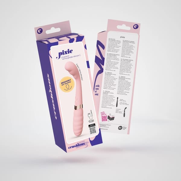 Crushious Pixie Fleksibel Dobbeltsidet Vibrerende Massager Pink 20cm