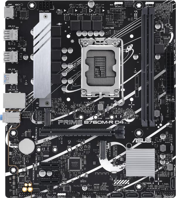 ASUS Bundkort PRO B760M-R D4 - micro ATX - Socket LGA1700 - Intel B760