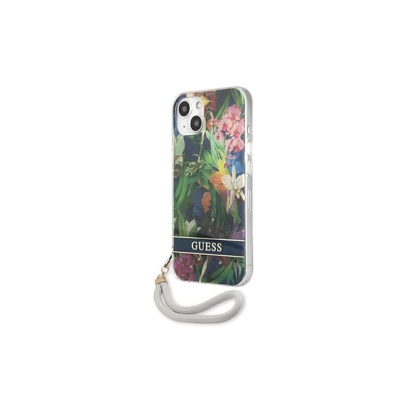 Guess GUHCP13SHFLSB iPhone 13 mini 5.4\" blå/blåt Hardcase Flower Strap