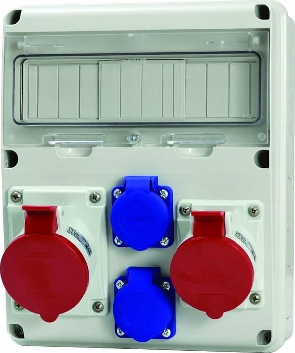 Same Overflademonteret Byggefordeler 2x16A/5P 2x230V 11 Moduler IP44-54 Enerbox Same 633.1122 grå