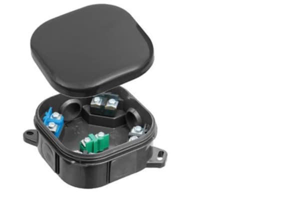5 väriliittimen rasia 4 mm2, IP 54, musta, PH 92 x 92 click