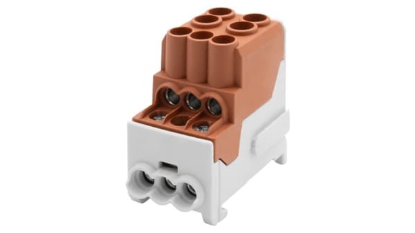 Fordelerblok DBR 100A (2x25/6x10) Al/Cu - brun
