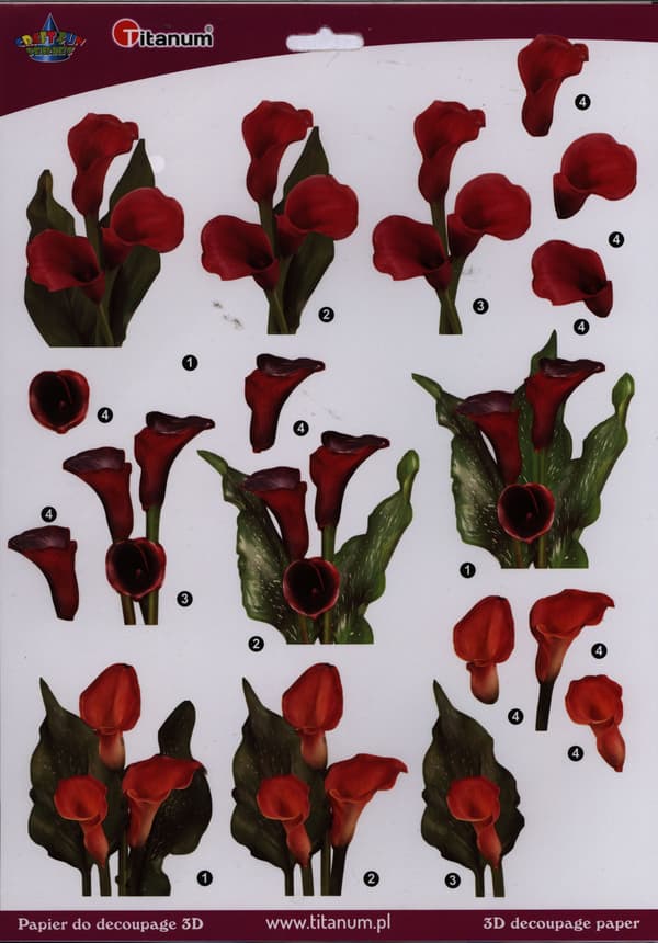 Decoupagepapper 3D-blommor callas ark