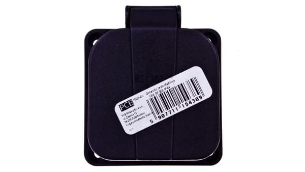 Britisk tavlestik 13A 2P+J /64x64/ sort IP44 1020-0S