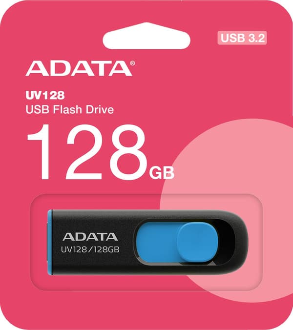 ADATA 128GB USB 3.2 Gen1 UV128 Sort/Blå
