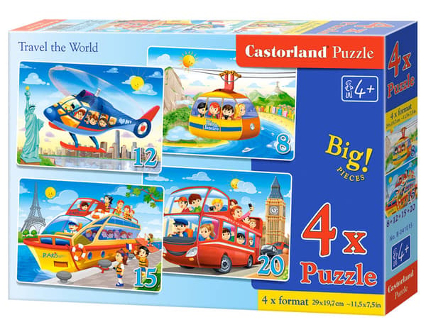 Puslespil x 4 - Rejs verden rundt CASTOR