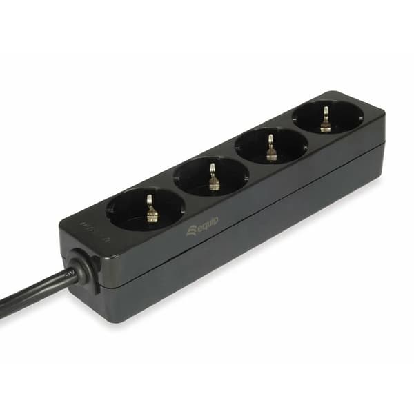 4-stiksdåse uden afbryder Equip 333281 Sort