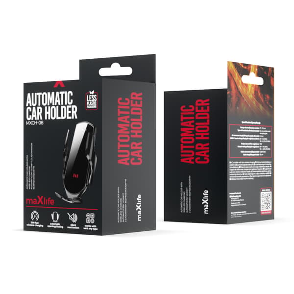 Maxlife bilgitterholder MXCH-08 automatisk med induktion sort 15W